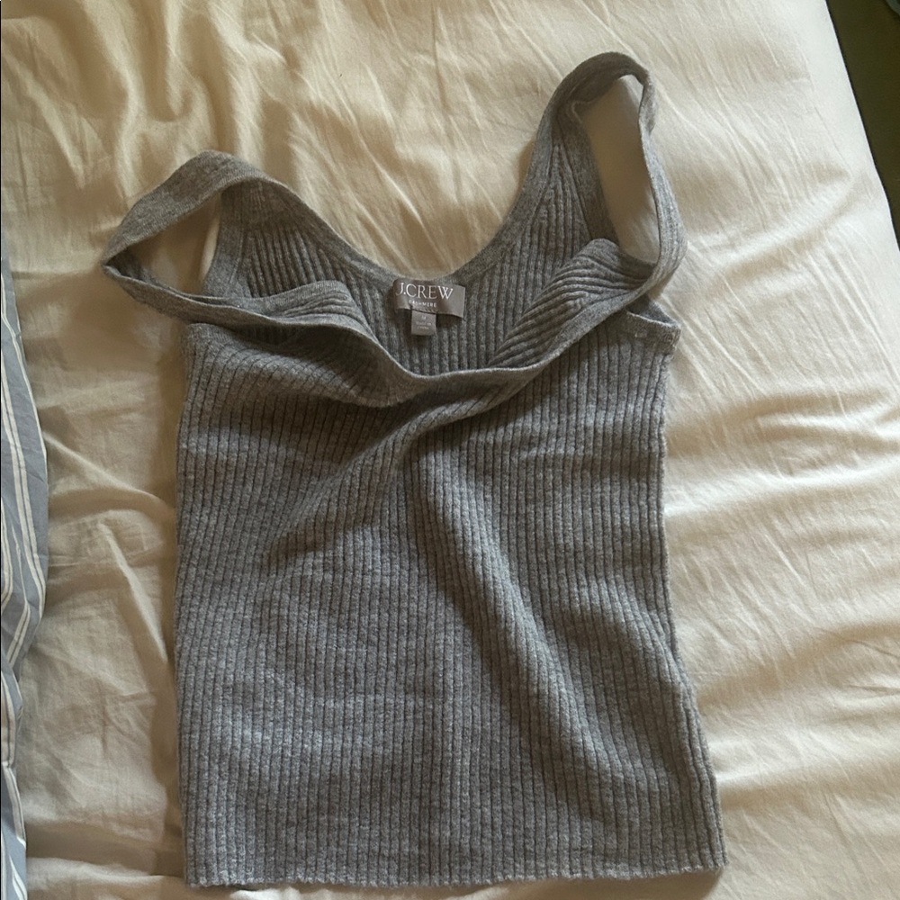 J. Crew Grey Ribbed Scoop Neck Tank